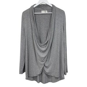 Zenergy by Chico’s Gray Knotted Sweatshirt Deep Cowl Neck size 2 or US 12 Womens